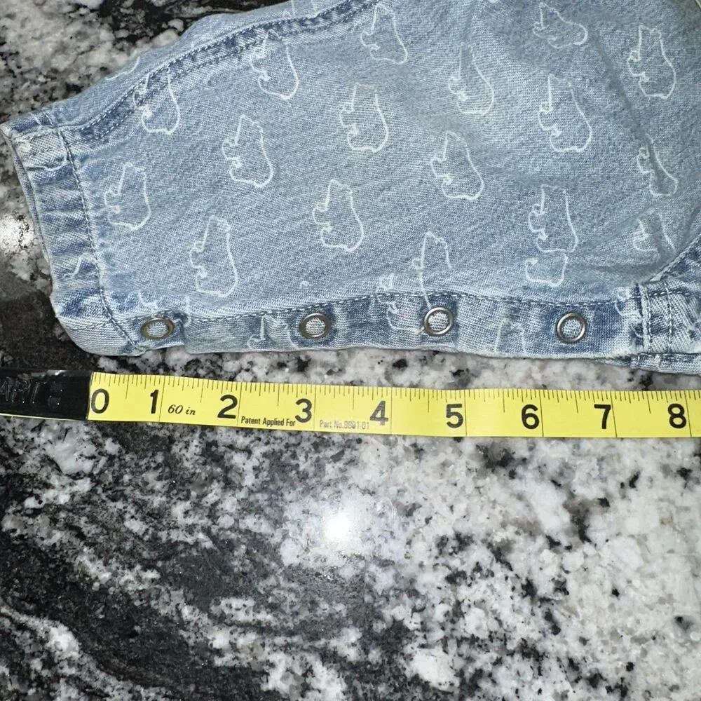 Vintage 90s Baby GAP Polar Bear Denim Overalls USA Made Red Plaid Lined Toddler